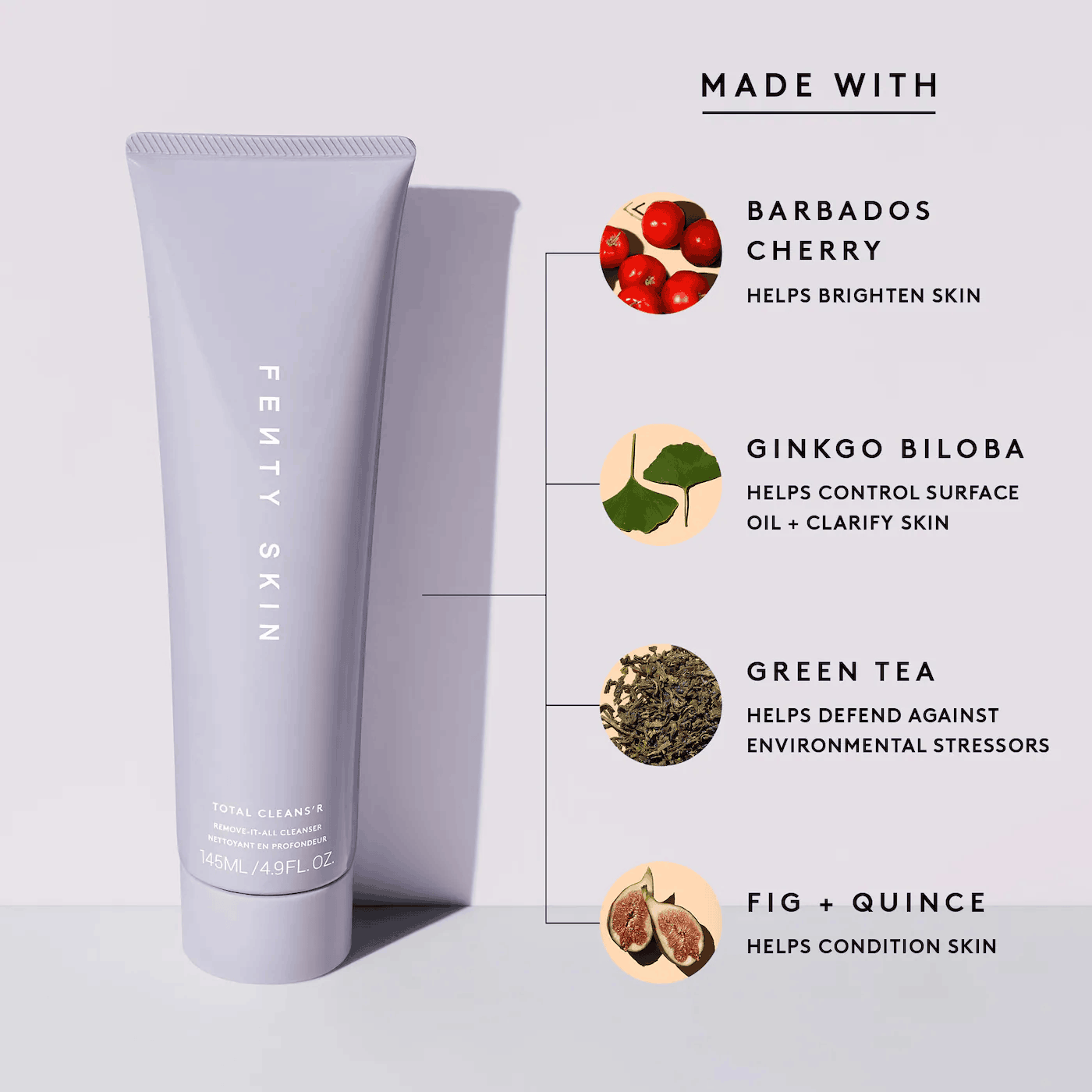 Fenty Skin Cleanser Remove - it - all with Barbados Cherry - Mirrors Beauty