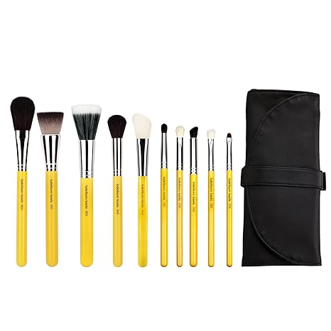 Bdellium Tools Studio Series Mineral 10pc. Brush Set with Roll-up Pouch Mirrors Beauty