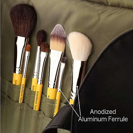 Bdellium Tools Professional Makeup Brush Studio Series - Basic 7pc. Brush Set with Roll-Up Pouch Mirrors Beauty