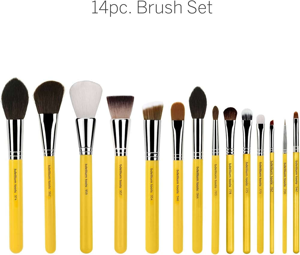 Bdellium Tools Professional Makeup Brush Studio Series The Collection 14pc. Brush Set with Roll-Up Pouch Mirrors Beauty