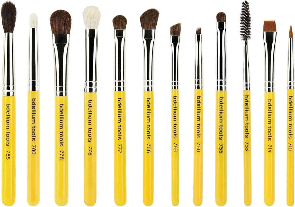 Bdellium Tools Professional Makeup Brush Travel Series - Eyes 12pc. Brush Set with Roll-Up Pouch Mirrors Beauty