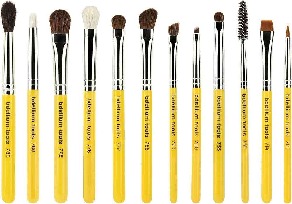 Bdellium Tools Professional Makeup Brush Travel Series - Eyes 12pc. Brush Set with Roll-Up Pouch