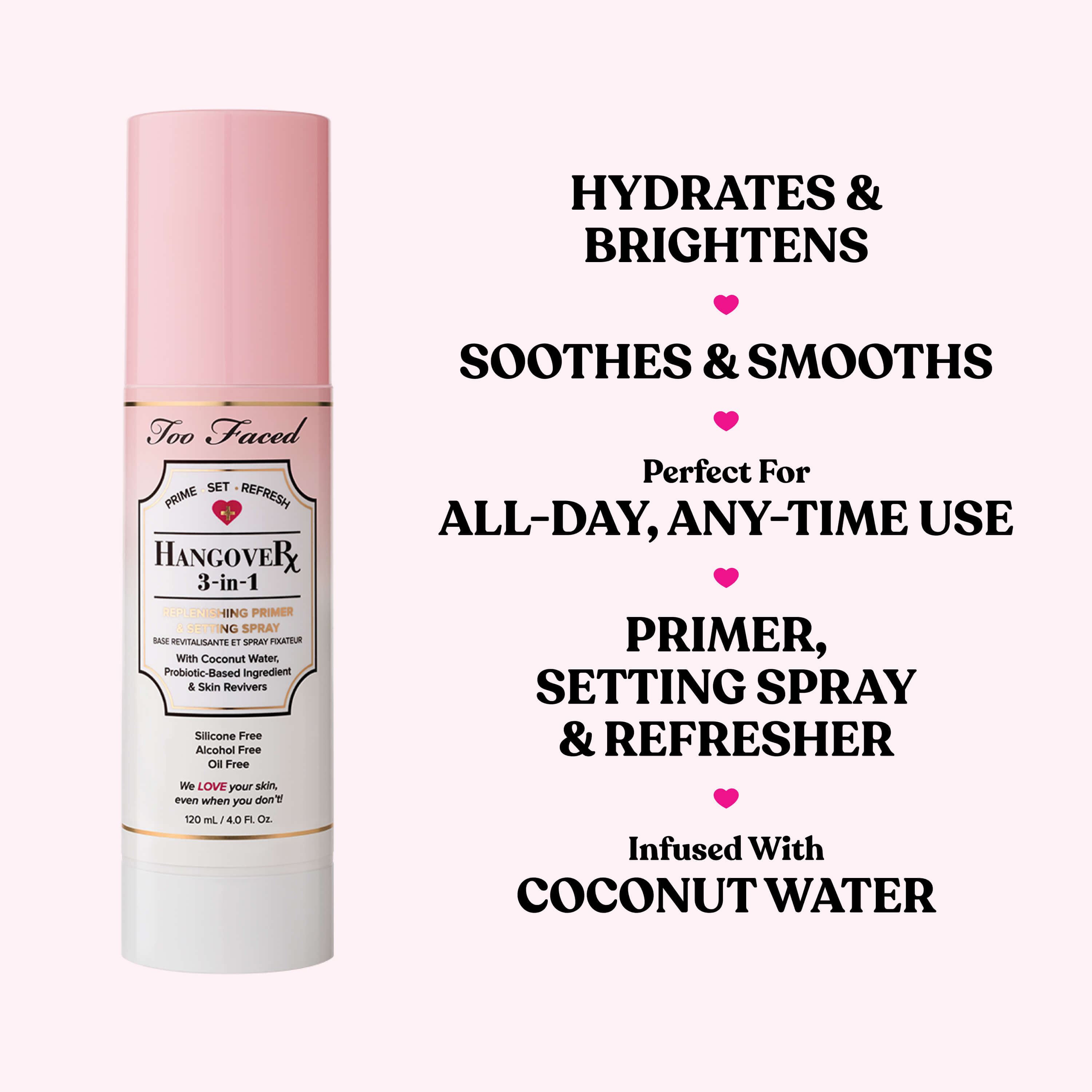 Too faced Hangover 3-in-1 Replenishing Primer & Setting Spray Mirrors Beauty