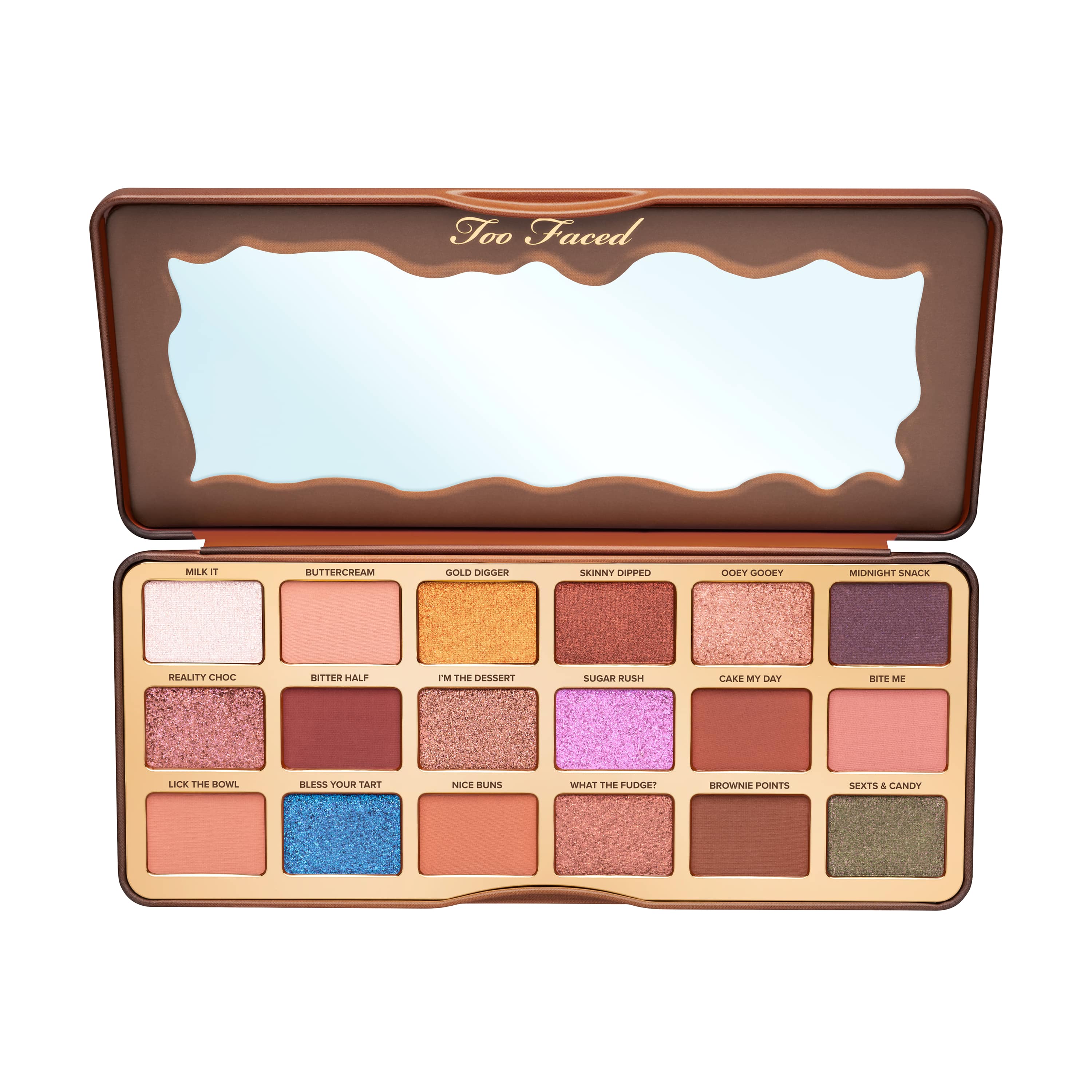 Too Faced Better Than Chocolate Eye Shadow Palette Cocoa-Infused Shades Mirrors Beauty