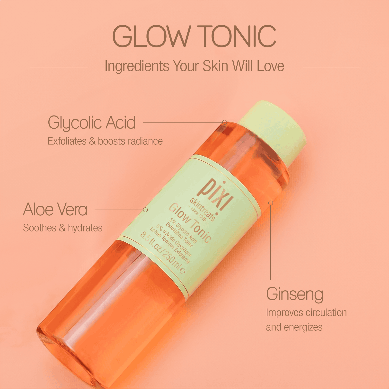 PIXI Glow Tonic Mirrors Beauty