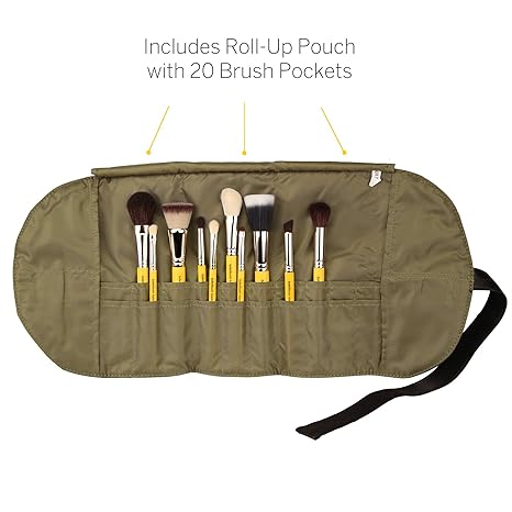 Bdellium Tools Studio Series Mineral 10pc. Brush Set with Roll-up Pouch