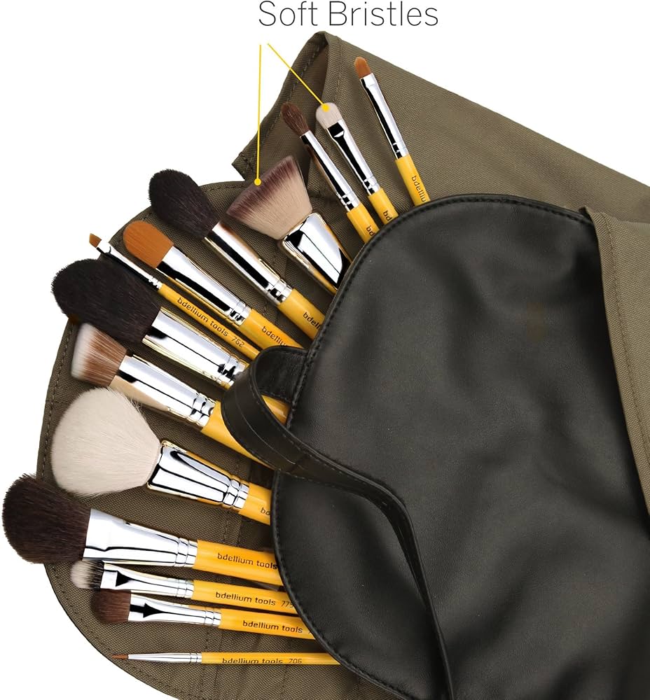 Bdellium Tools Professional Makeup Brush Studio Series The Collection 14pc. Brush Set with Roll-Up Pouch