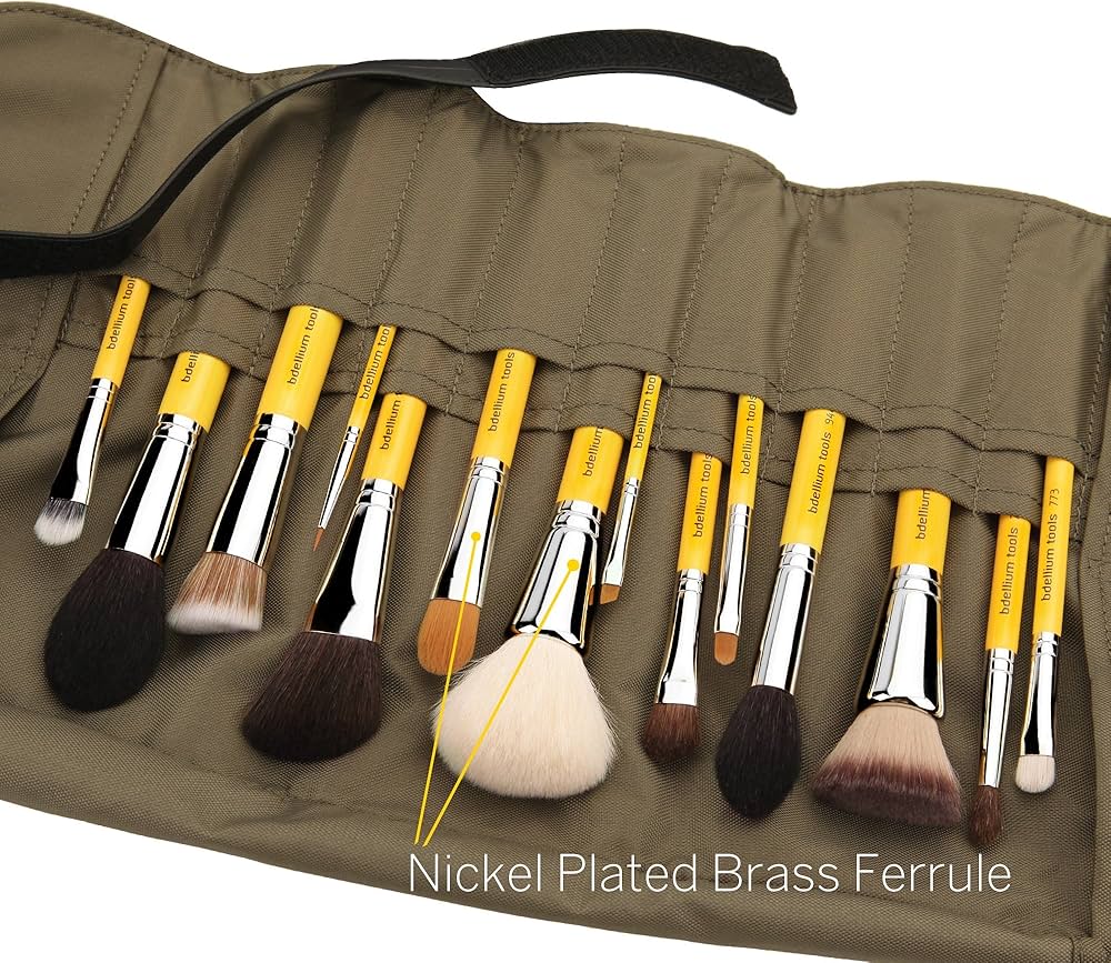 Bdellium Tools Professional Makeup Brush Studio Series The Collection 14pc. Brush Set with Roll-Up Pouch