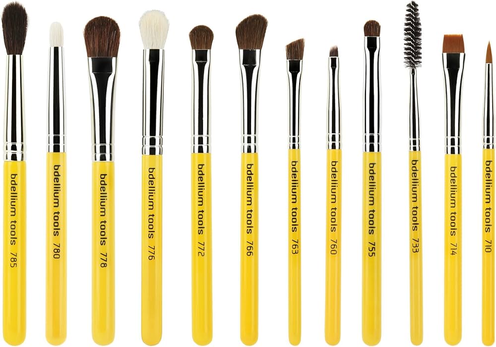 Bdellium Tools Professional Makeup Brush Travel Series - Eyes 12pc. Brush Set with Roll-Up Pouch