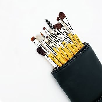 Bdellium Tools Professional Makeup Brush Travel Series - Eyes 12pc. Brush Set with Roll-Up Pouch